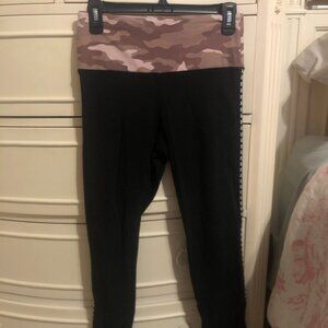Victoria’s Secret PINK Black Yoga Leggings Camo Waistband Women’s Large